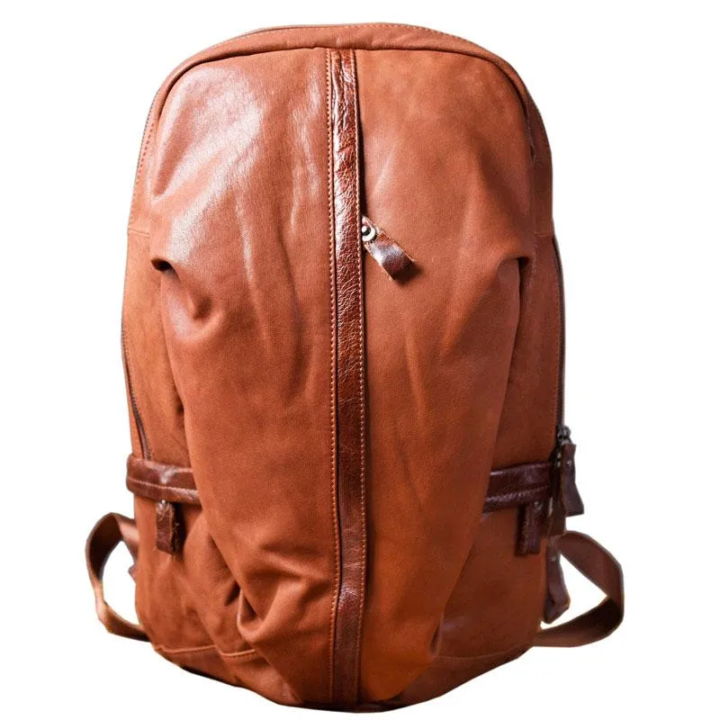 Genuine Leather Mens Cool Backpack Sling Bag Large Travel Bag Hiking Bag for men