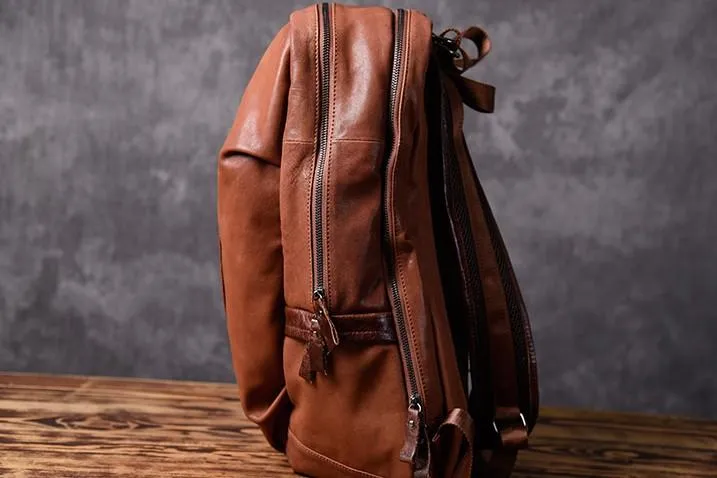 Genuine Leather Mens Cool Backpack Sling Bag Large Travel Bag Hiking Bag for men