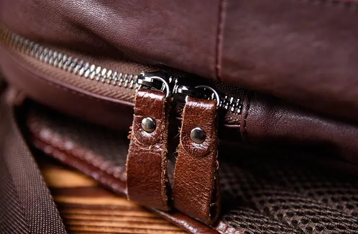 Genuine Leather Mens Cool Backpack Sling Bag Large Travel Bag Hiking Bag for men
