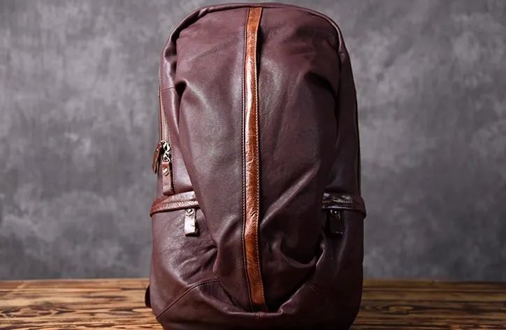 Genuine Leather Mens Cool Backpack Sling Bag Large Travel Bag Hiking Bag for men