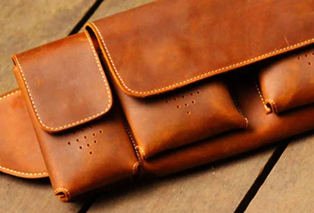 Genuine Leather Mens Cool Belt Chest Bag Sling Bag Crossbody Bag Travel Bag Hiking Bag for men