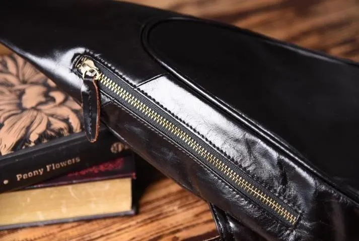 Genuine Leather Mens Cool Chest Bag Sling Bag Crossbody Bag Travel Bag Hiking Bag for men