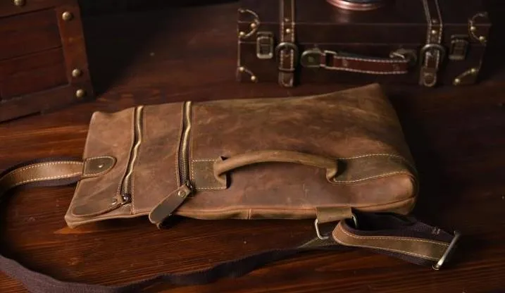 Genuine Leather Mens Cool Chest Bag Sling Bag Crossbody Bag Travel Bag Hiking Bag for men
