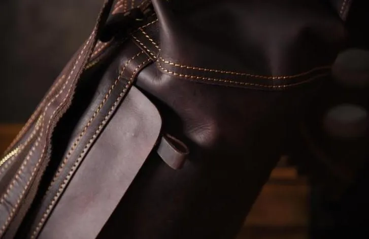Genuine Leather Mens Cool Chest Bag Sling Bag Crossbody Bag Travel Bag Hiking Bag for men