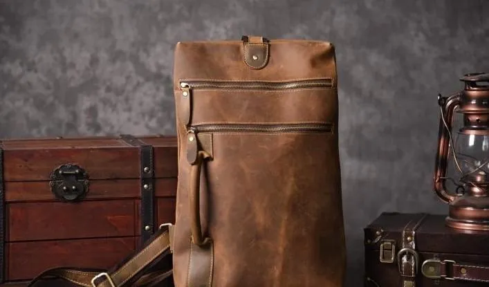Genuine Leather Mens Cool Chest Bag Sling Bag Crossbody Bag Travel Bag Hiking Bag for men