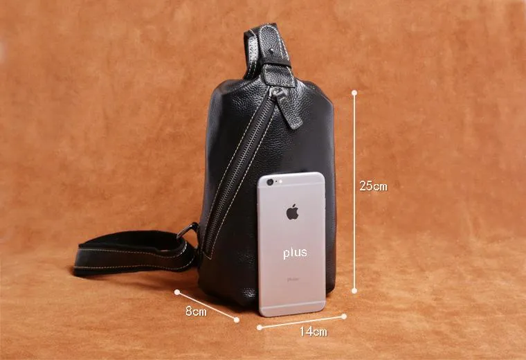 Genuine Leather Mens Cool Chest Bag Sling Bag Crossbody Sling Bag One Shoulder Backpack for men