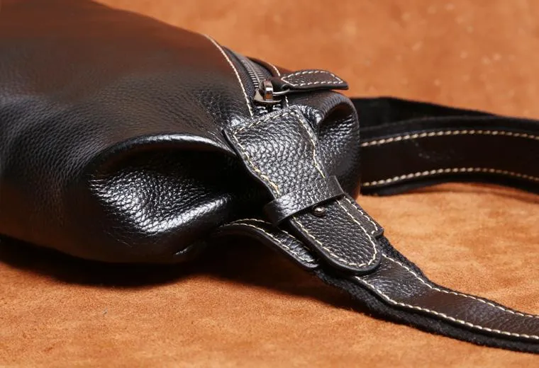 Genuine Leather Mens Cool Chest Bag Sling Bag Crossbody Sling Bag One Shoulder Backpack for men