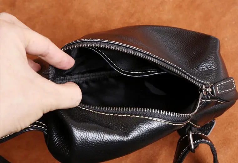 Genuine Leather Mens Cool Chest Bag Sling Bag Crossbody Sling Bag One Shoulder Backpack for men