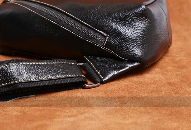 Genuine Leather Mens Cool Chest Bag Sling Bag Crossbody Sling Bag One Shoulder Backpack for men