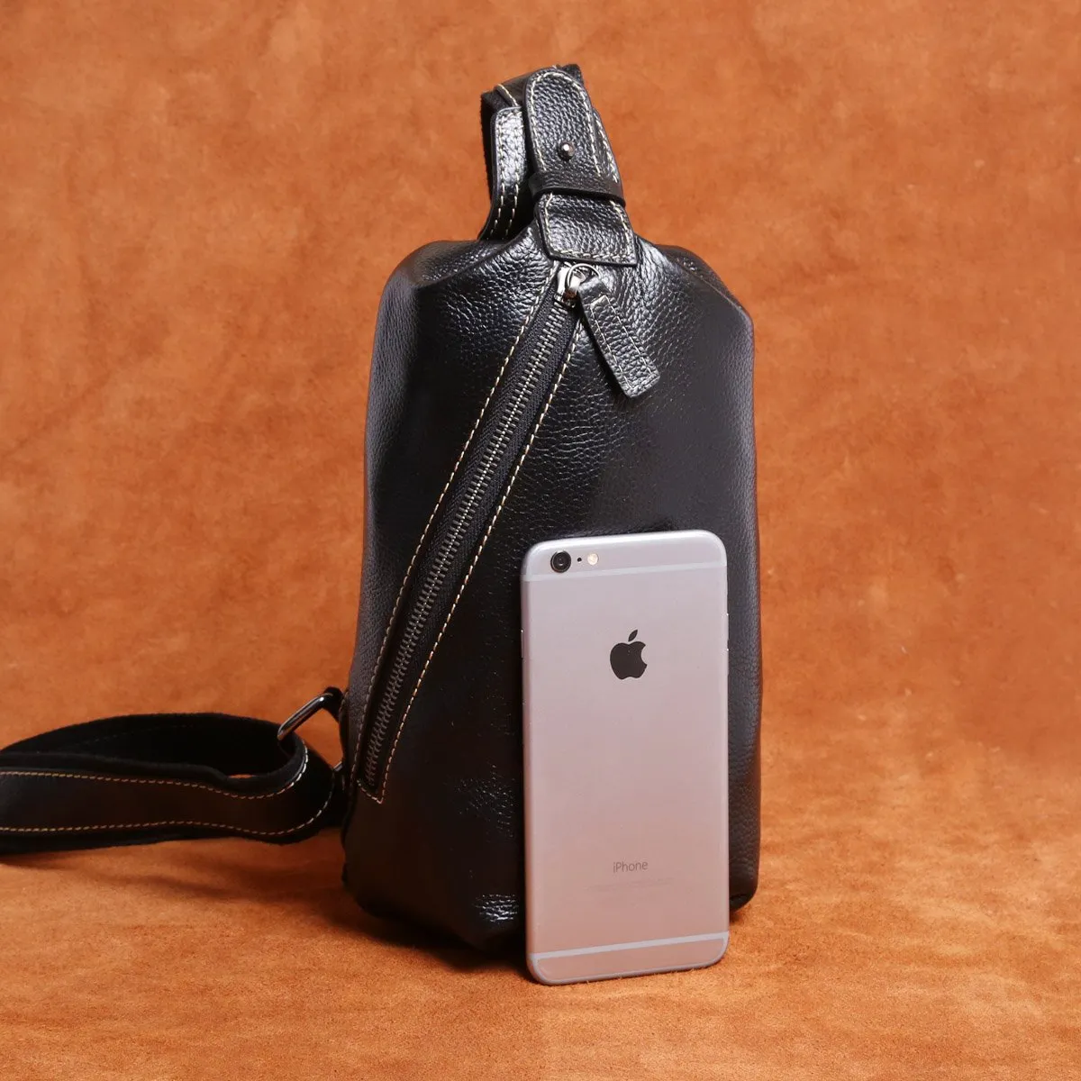 Genuine Leather Mens Cool Chest Bag Sling Bag Crossbody Sling Bag One Shoulder Backpack for men
