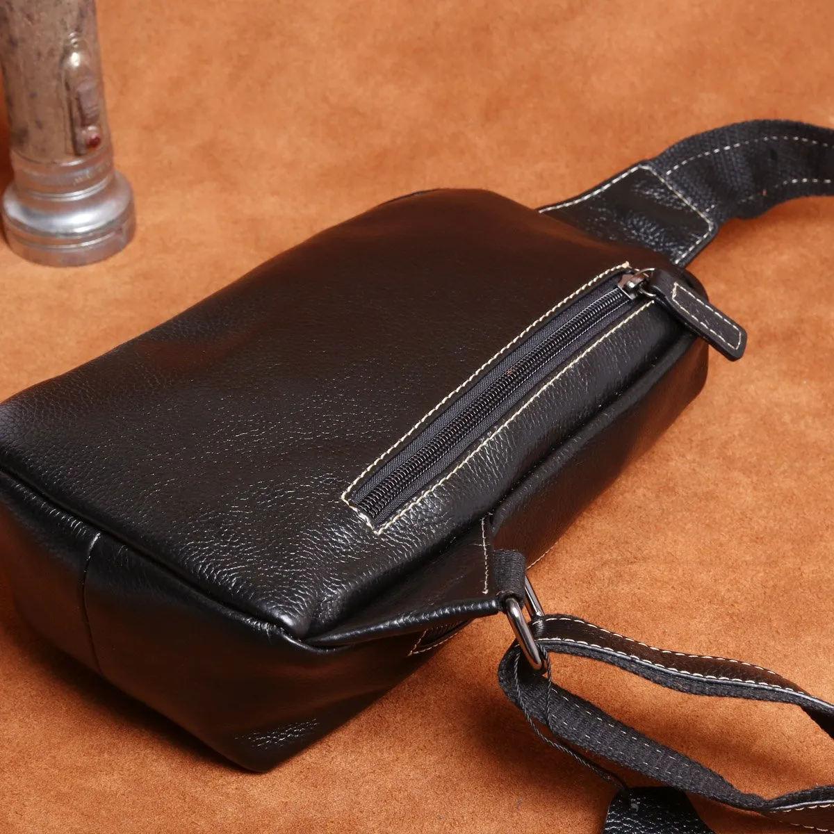 Genuine Leather Mens Cool Chest Bag Sling Bag Crossbody Sling Bag One Shoulder Backpack for men