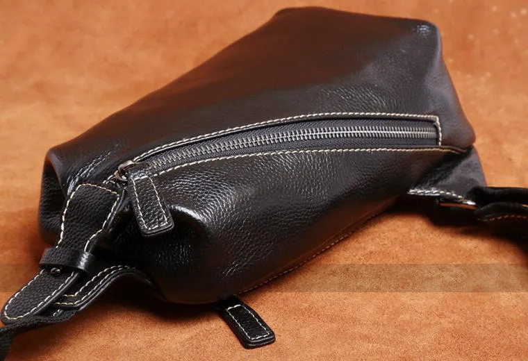 Genuine Leather Mens Cool Chest Bag Sling Bag Crossbody Sling Bag One Shoulder Backpack for men