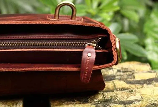 Genuine Leather Mens Cool Messenger Bag iPad Bag Chest Bag Bike Bag Cycling Bag For Men