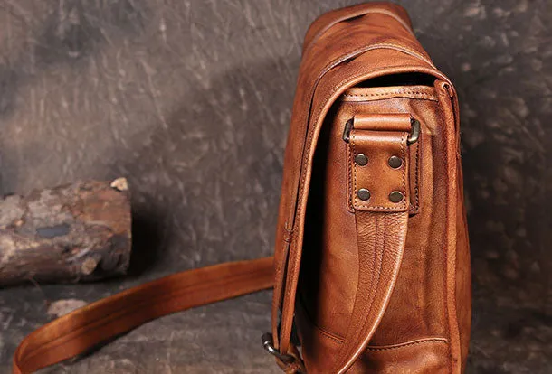 Genuine Leather Mens Cool Messenger Bag iPad Bag Chest Bag Bike Bag Cycling Bag for men