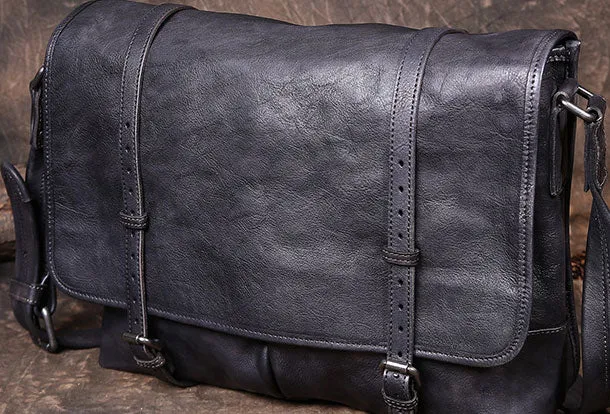 Genuine Leather Mens Cool Messenger Bag iPad Bag Chest Bag Bike Bag Cycling Bag for men