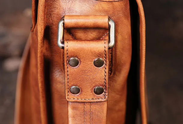 Genuine Leather Mens Cool Messenger Bag iPad Bag Chest Bag Bike Bag Cycling Bag for men