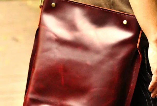 Genuine Leather Mens Cool Messenger Bag iPad Bag Chest Bag Bike Bag Cycling Bag For Men