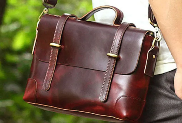 Genuine Leather Mens Cool Messenger Bag iPad Bag Chest Bag Bike Bag Cycling Bag For Men