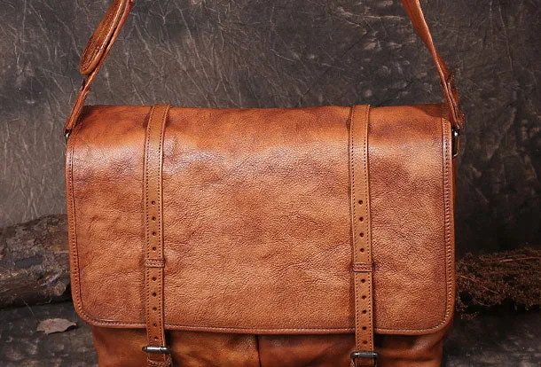 Genuine Leather Mens Cool Messenger Bag iPad Bag Chest Bag Bike Bag Cycling Bag for men