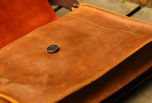 Genuine Leather Mens Cool Messenger Bag iPad Bag Chest Bag Bike Bag Cycling Bag For Men
