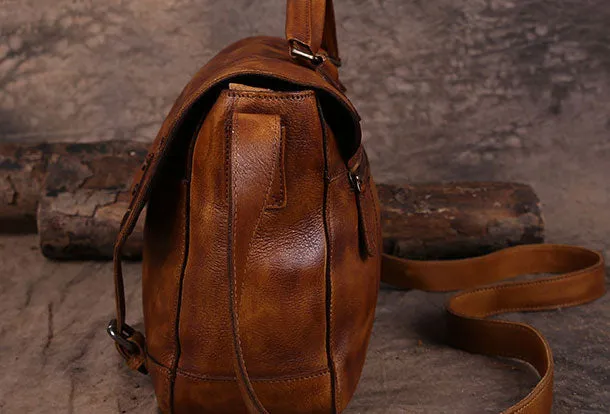 Genuine Leather Mens Cool Messenger Bag iPad Bag Chest Bag Bike Bag Cycling Bag for men