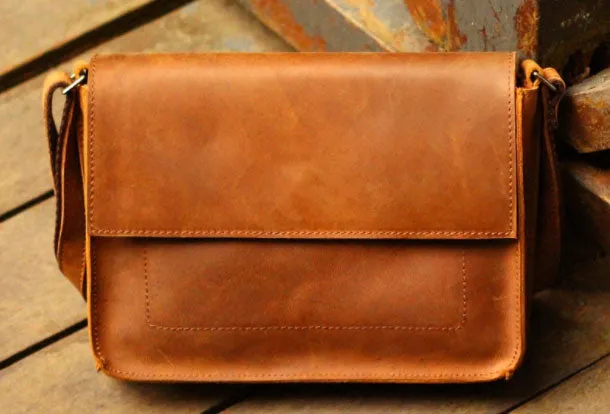 Genuine Leather Mens Cool Messenger Bag iPad Bag Chest Bag Bike Bag Cycling Bag For Men