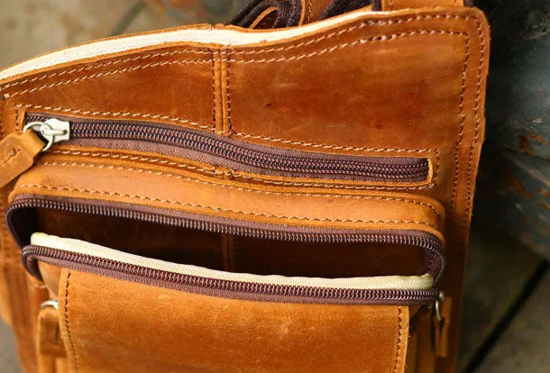 Genuine Leather Mens Cool Messenger Bag iPad Bag Chest Bag Bike Bag Cycling Bag For Men