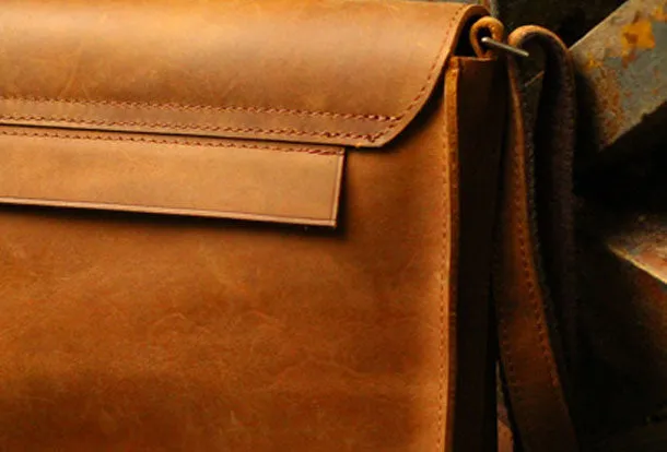 Genuine Leather Mens Cool Messenger Bag iPad Bag Chest Bag Bike Bag Cycling Bag For Men