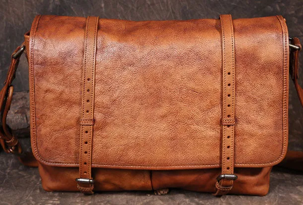 Genuine Leather Mens Cool Messenger Bag iPad Bag Chest Bag Bike Bag Cycling Bag for men