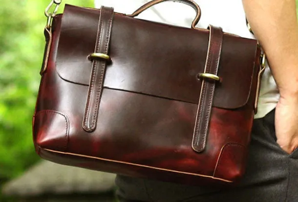 Genuine Leather Mens Cool Messenger Bag iPad Bag Chest Bag Bike Bag Cycling Bag For Men