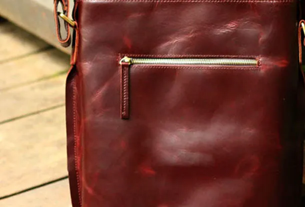Genuine Leather Mens Cool Messenger Bag iPad Bag Chest Bag Bike Bag Cycling Bag For Men