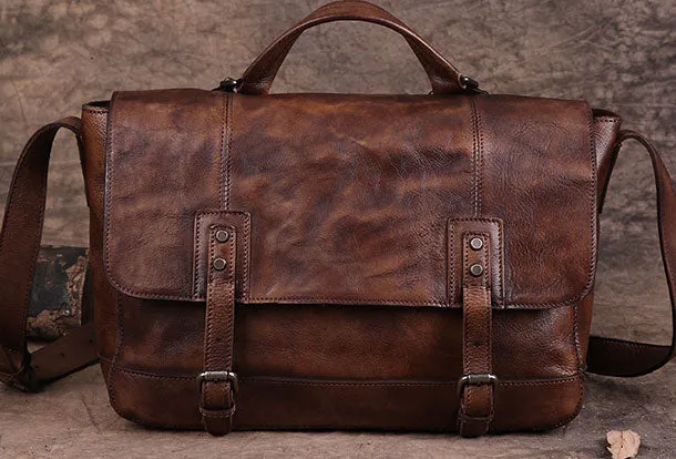 Genuine Leather Mens Cool Messenger Bag iPad Bag Chest Bag Bike Bag Cycling Bag for men