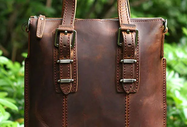 Genuine Leather Mens Cool Messenger Bag iPad Bag Chest Bag Bike Bag Cycling Briefcase Bag For Men