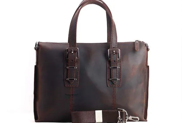 Genuine Leather Mens Cool Messenger Bag iPad Bag Chest Bag Bike Bag Cycling Briefcase Bag For Men