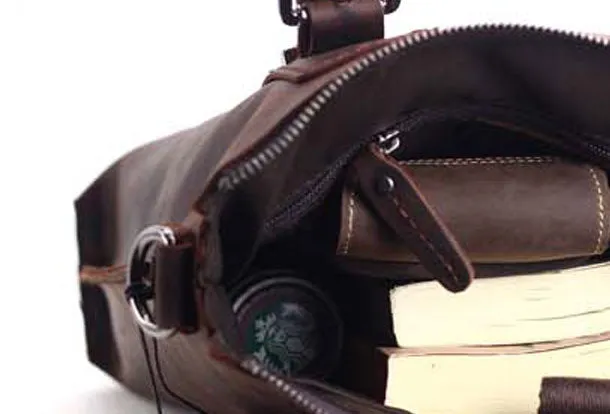 Genuine Leather Mens Cool Messenger Bag iPad Bag Chest Bag Bike Bag Cycling Briefcase Bag For Men