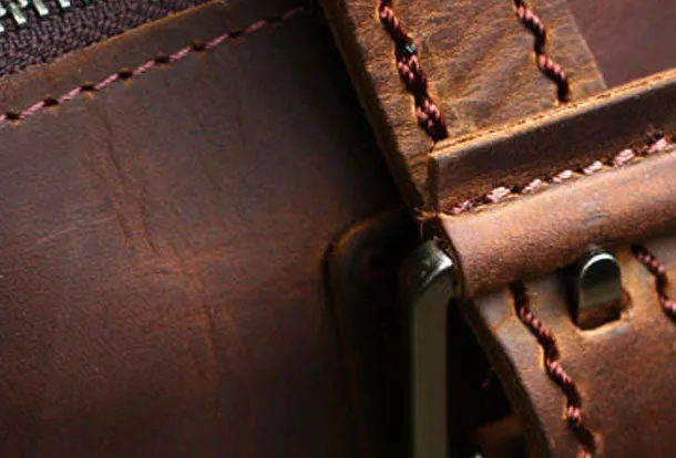 Genuine Leather Mens Cool Messenger Bag iPad Bag Chest Bag Bike Bag Cycling Briefcase Bag For Men