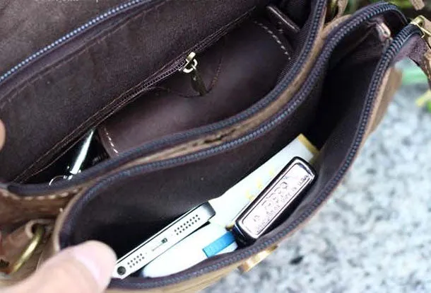 Genuine Leather Mens Cool Messenger Bag iPad Bag Chest Bag Bike Bag Cycling Evelope Cluth Bag For Men