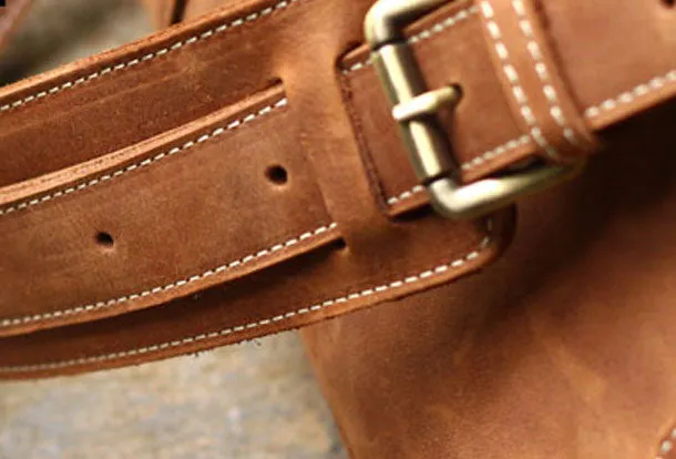 Genuine Leather Mens Cool Messenger Bag iPad Bag Chest Bag Bike Bag Cycling Evelope Cluth Bag For Men