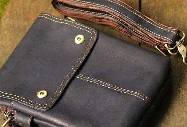 Genuine Leather Mens Cool Messenger Bag iPad Bag Chest Bag Bike Bag Cycling Evelope Cluth Bag For Men