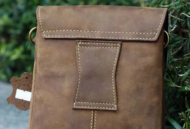 Genuine Leather Mens Cool Messenger Bag iPad Bag Chest Bag Bike Bag Cycling Evelope Cluth Bag For Men