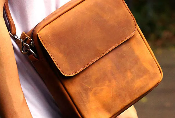 Genuine Leather Mens Cool Messenger Bag iPad Bag Chest Bag Bike Bag Cycling Evelope Cluth Bag For Men