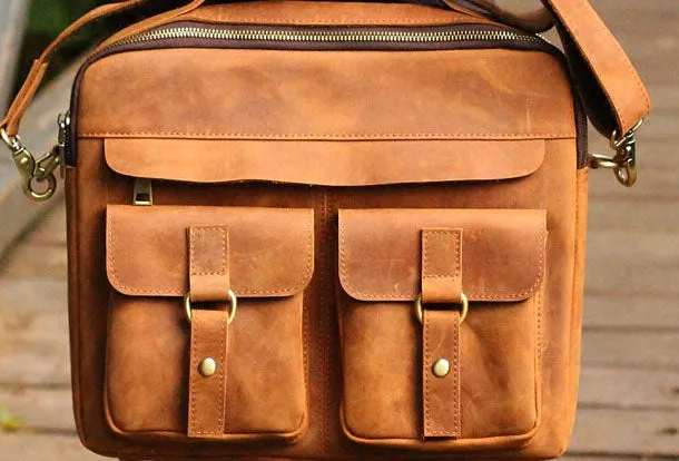 Genuine Leather Mens Cool Messenger Bag iPad Bag Chest Bag Bike Bag Cycling Evelope Cluth Bag For Men