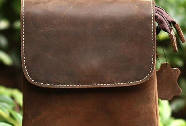 Genuine Leather Mens Cool Messenger Bag iPad Bag Chest Bag Bike Bag Cycling Evelope Cluth Bag For Men