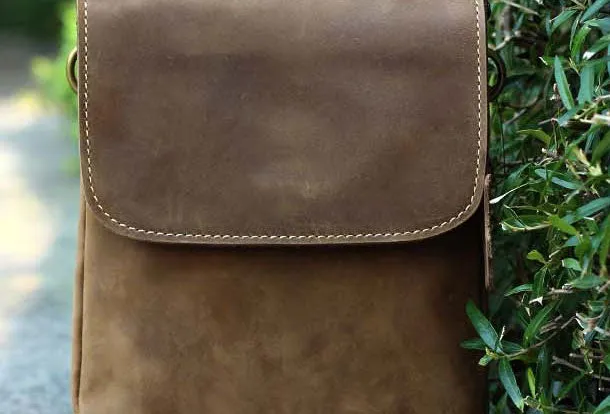 Genuine Leather Mens Cool Messenger Bag iPad Bag Chest Bag Bike Bag Cycling Evelope Cluth Bag For Men