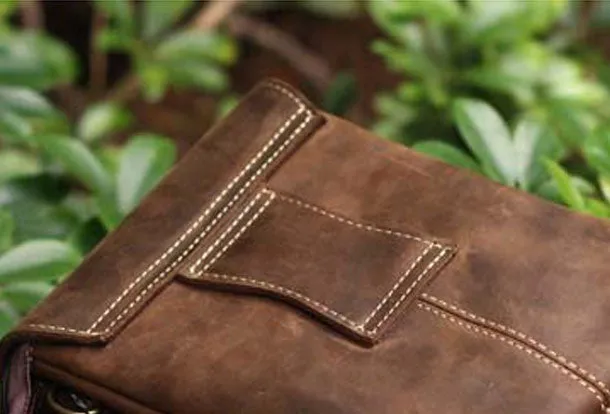 Genuine Leather Mens Cool Messenger Bag iPad Bag Chest Bag Bike Bag Cycling Evelope Cluth Bag For Men