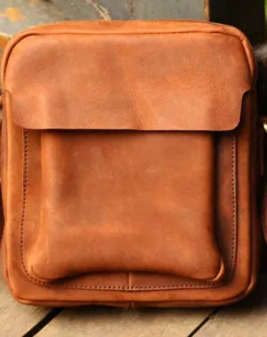Genuine Leather Mens Cool Messenger Bag Sling Bag Chest Bag Bike Bag Cycling Bag for men