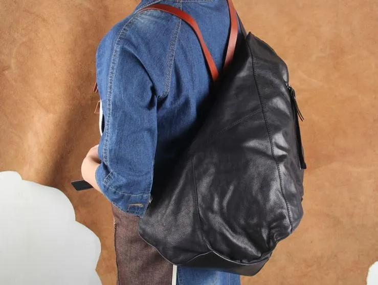 Genuine Leather Mens Cool Sling Bag Large Chest Bag Sling Pack One Shoulder Backpack for men