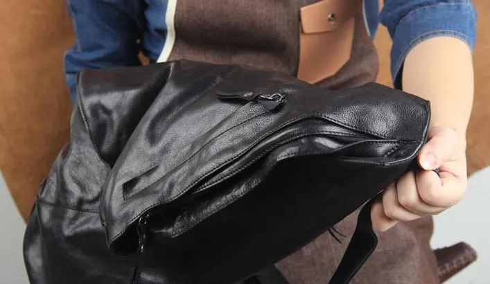 Genuine Leather Mens Cool Sling Bag Large Chest Bag Sling Pack One Shoulder Backpack for men