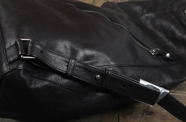 Genuine Leather Mens Cool Sling Bag Large Chest Bag Sling Pack One Shoulder Backpack for men
