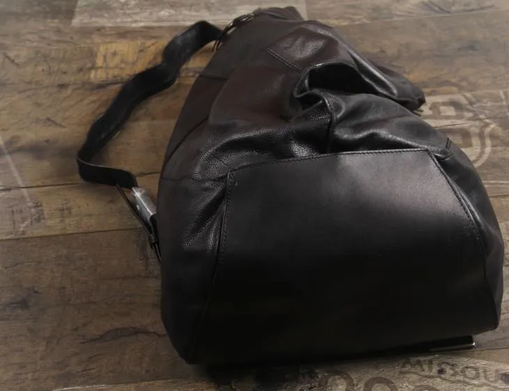 Genuine Leather Mens Cool Sling Bag Large Chest Bag Sling Pack One Shoulder Backpack for men